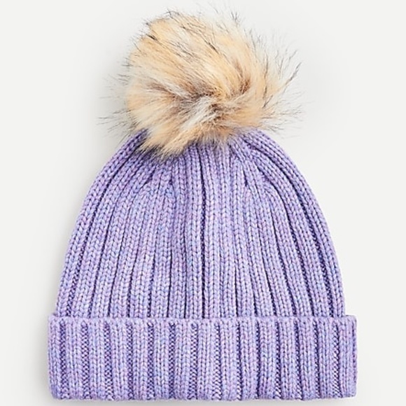 J. Crew Accessories - NEW J.Crew Ribbed beanie with faux-fur pom-pom